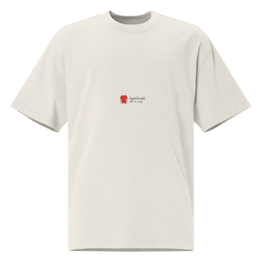 Hypethreadz Oversized Faded T-Shirt - Vintage Cream Streetwear Tee - 100% Cotton
